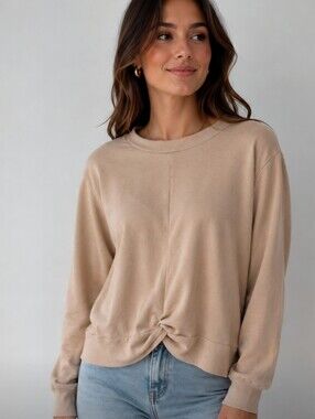 H&M Tan Twist-Front Sweatshirt